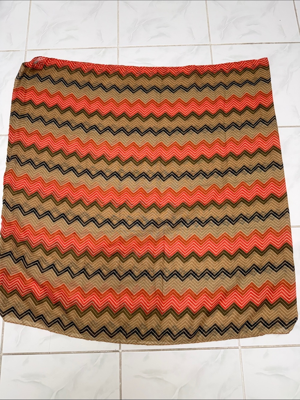 Chevron Pattern Scarf in Orange and Brown